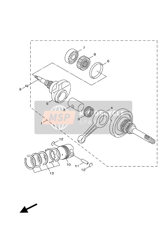 Yamaha XC125 CYGNUS X 2012 Crankshaft & Piston for a 2012 Yamaha XC125 CYGNUS X